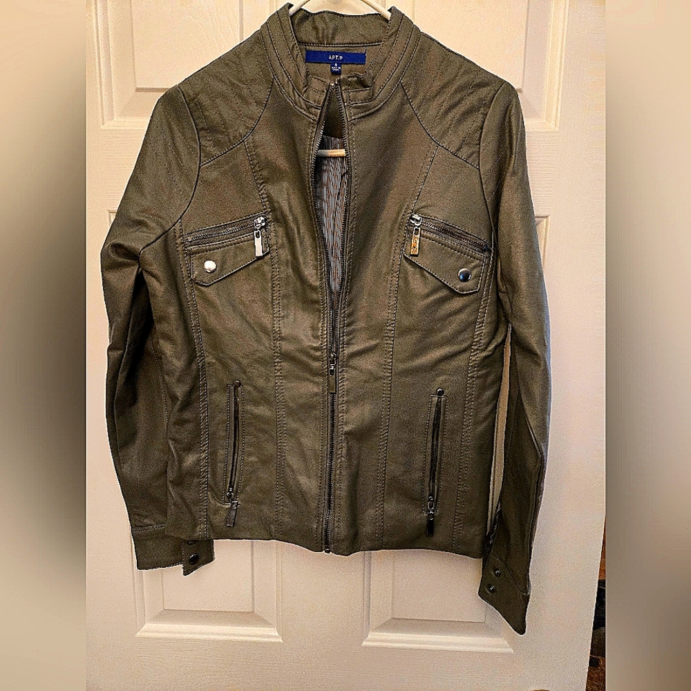 Gray Faux Leather Jacket